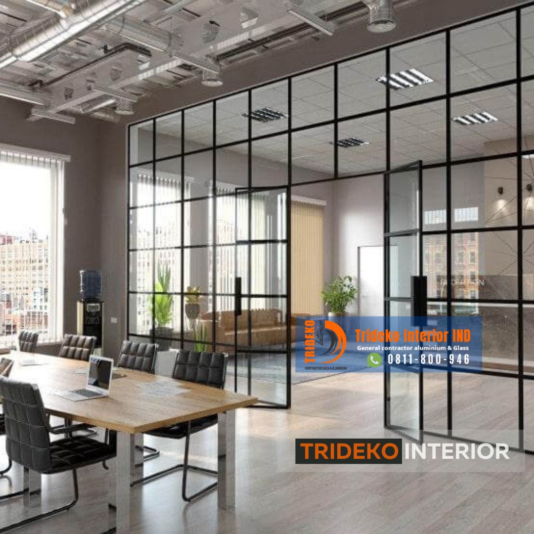 Partisi Kaca Tempered Aluminium