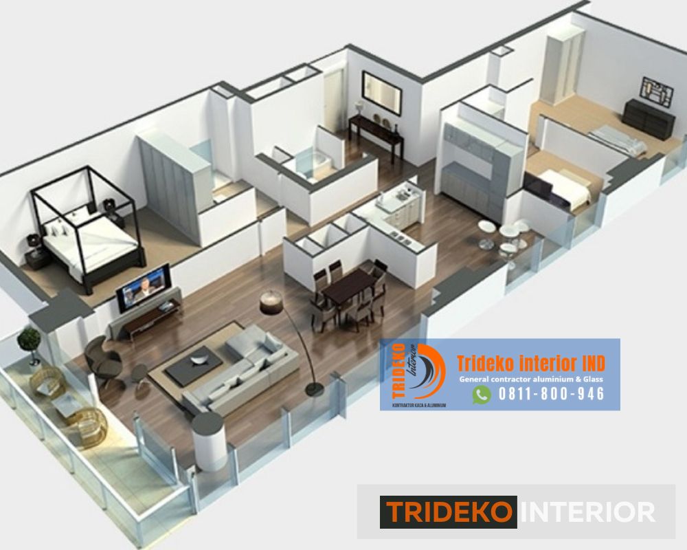 Desain kamar 3 untuk rumah elegan